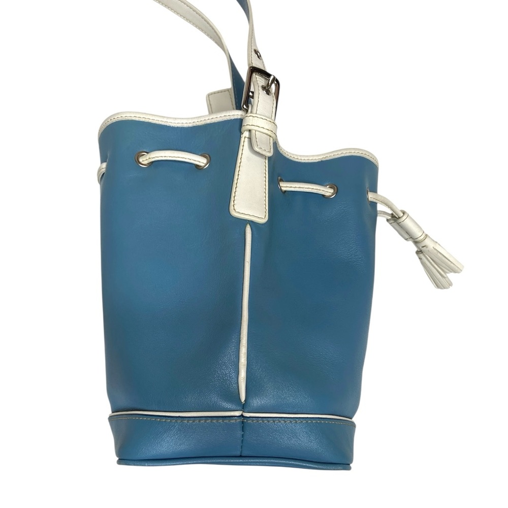 Coach 2003 Blue and White Leather Bucket Shoulder Bag - Picture 2 of 15